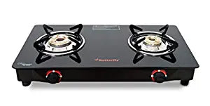 Butterfly Duo 2 Burner Glasstop Gas Stove, Black, Manual