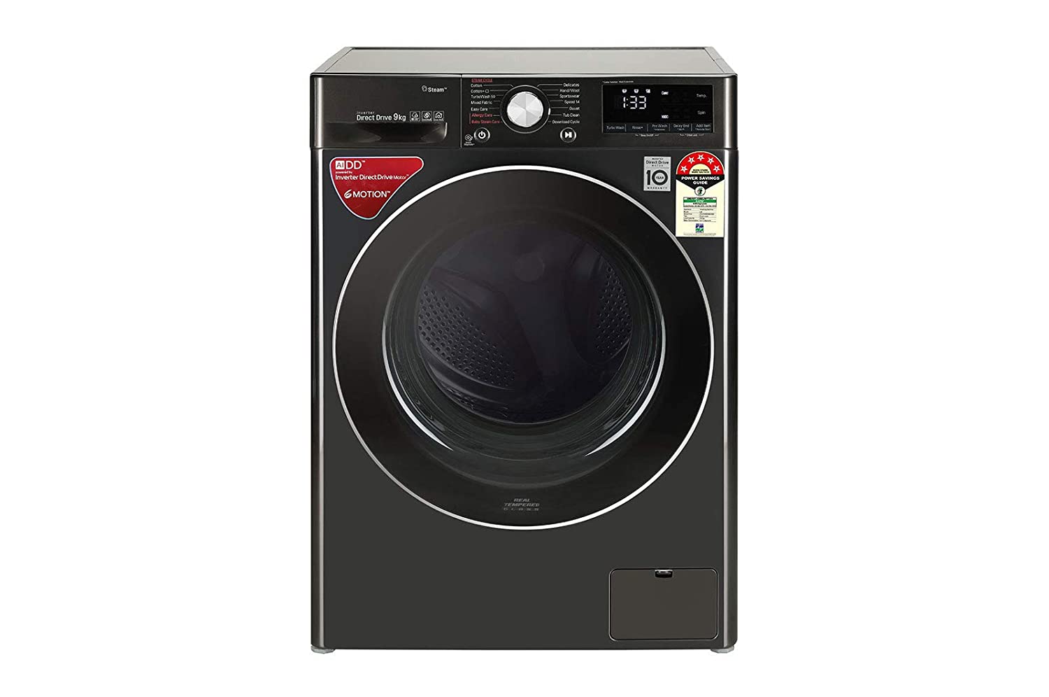 LG 9 KG Fully Automatic Front Load Washing Machine(FHV1409ZWB,Black Steel)