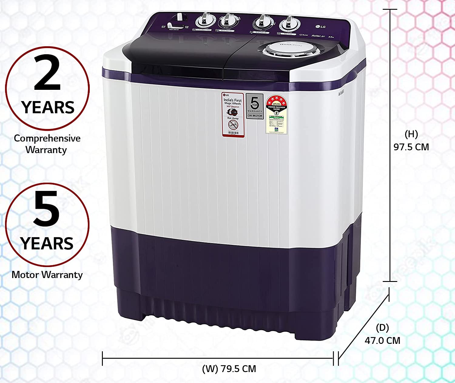LG 8.5 kg Semi Automatic Top Load Washing Machine, Color: Purple (P8535SPMZ)
