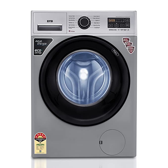 IFB 7 Kg 5 Star Fully-Automatic Front Loading Washing Machine with Power Steam (SERENA ZSS 7010, Silver, 4 Year Warranty, 3D Technology, Steam Wash)