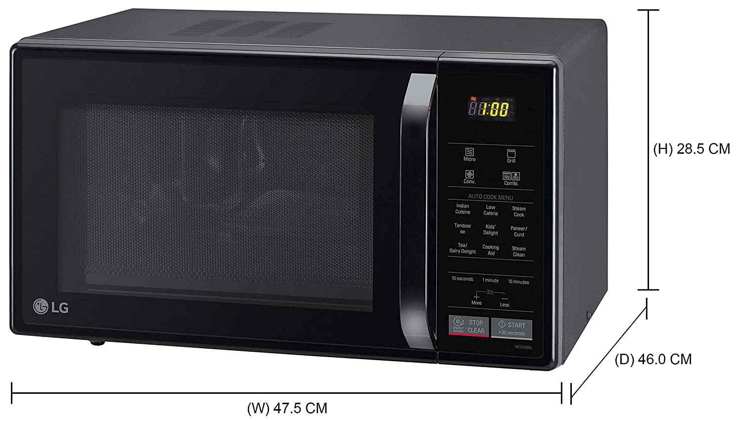 LG 21 L Convection Microwave Oven (MC2146BG, Glossy Black)
