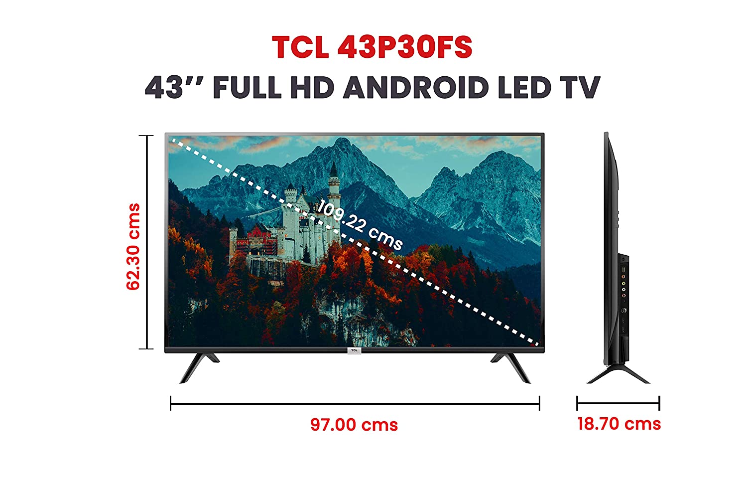 TCL 107.86 cm (43 inches) Full HD LED Certified Android Smart TV P30 43P30FS