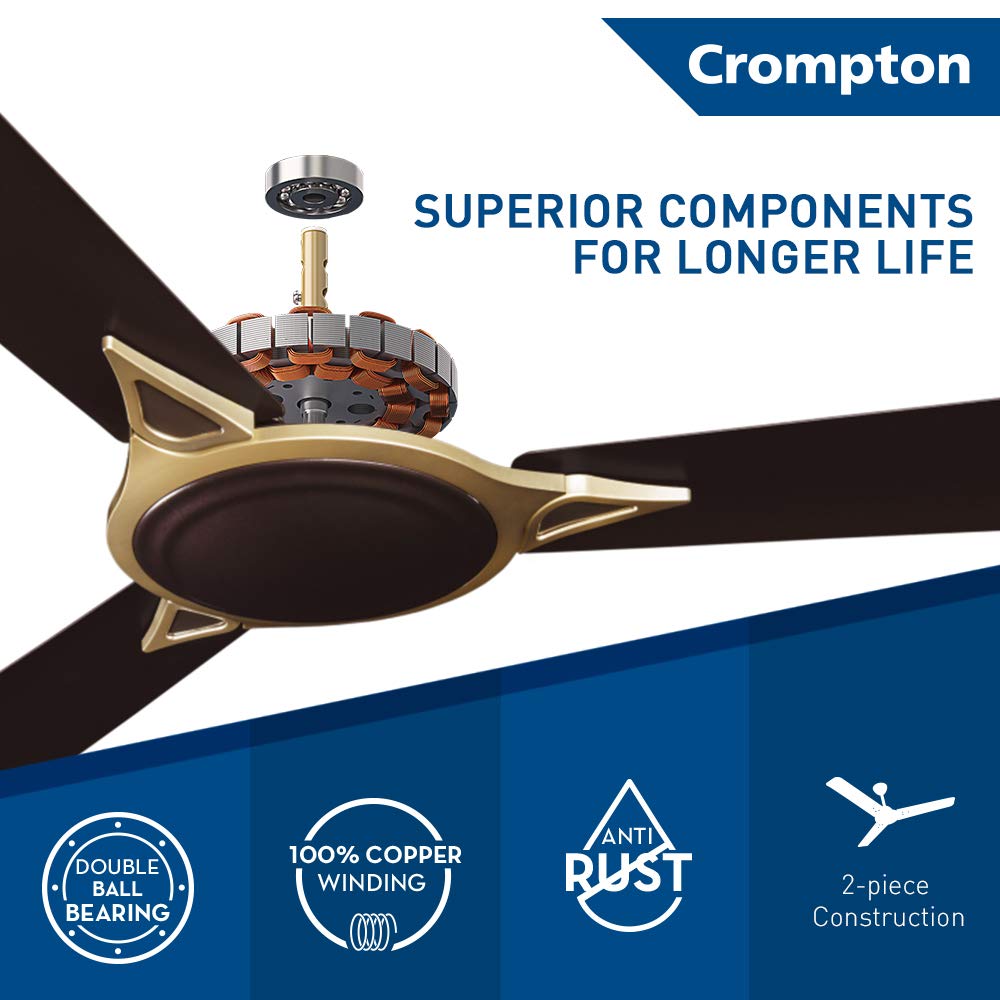 Crompton Avancer Prime 1200mm (48 inch) Decorative Ceiling Fan with Anti Dust Technology (Roast Brown)
