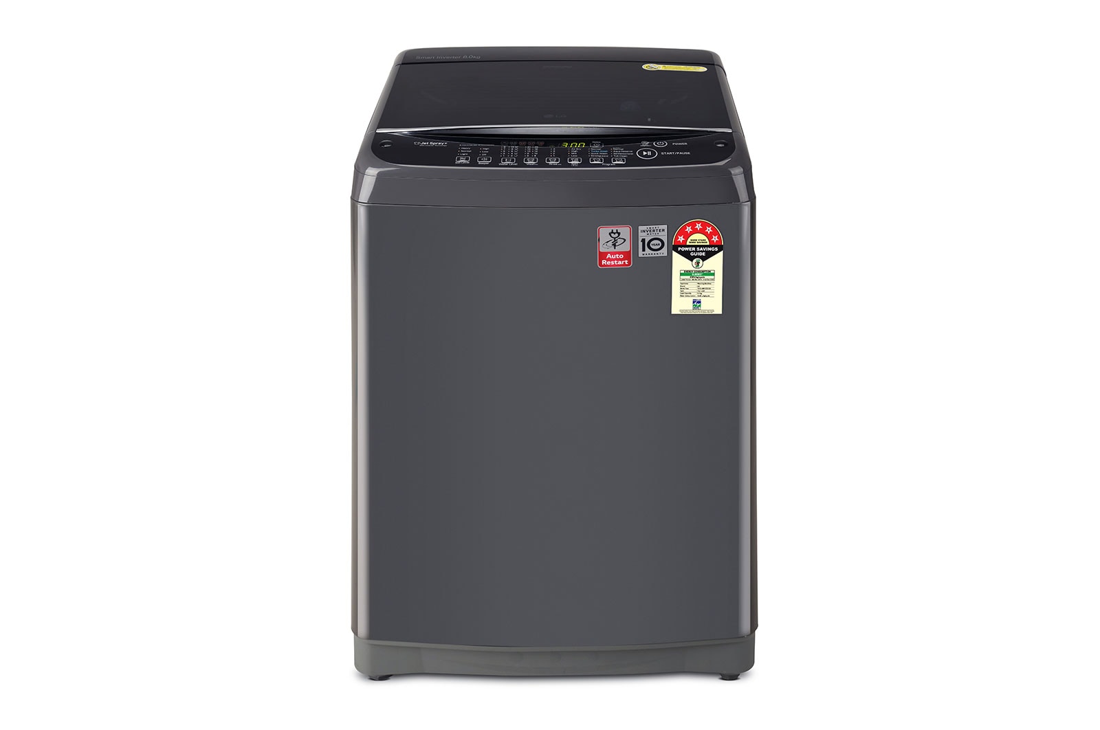 LG 8 Kg 5 Star Inverter Fully-Automatic Top Loading Washing Machine (T80SJMB1Z, Middle Black, Jet Spray+)