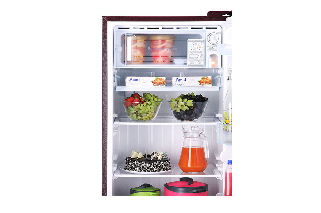LG 215 L Single Door Refrigerator with SpillProof Toughened Glass Shelves in Scarlet Plumeria Color