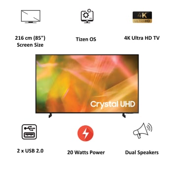 Samsung 8 Series 216cm (85 Inch) Ultra HD 4K LED Smart TV  UA85AU8000KXXL