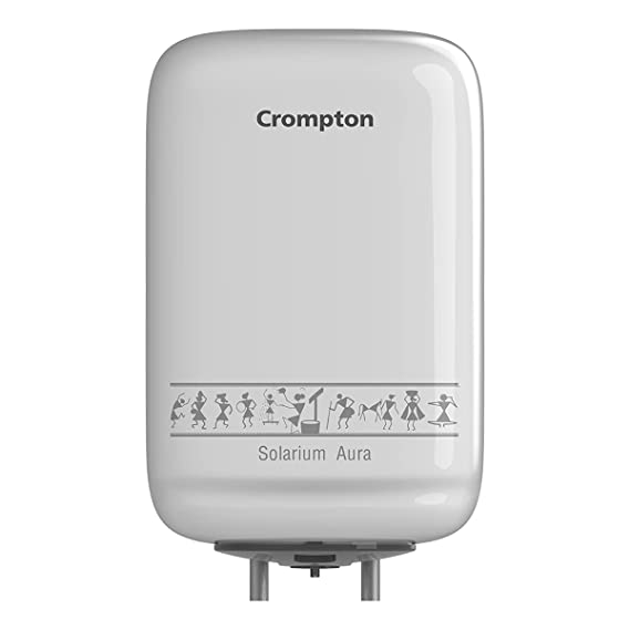 Crompton Solarium Aura 15-L 5 Star Rated Storage Water Heater with Free Installation and connection pipes (White)