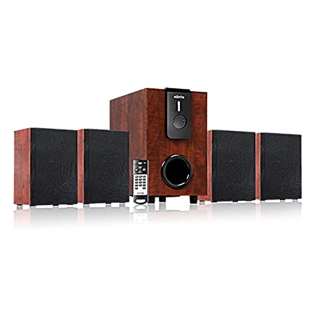Elista Pearl 4.1 Channel Multimedia Speaker with Bluetooth/USB/FM/Aux/TF | 60W | with Remote, Brown