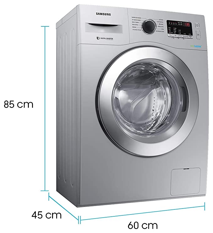 Samsung 6.5 Kg Inverter 5 star Fully-Automatic Front Loading Washing Machine (WW66R22EK0S/TL, Silver Hygiene Steam)