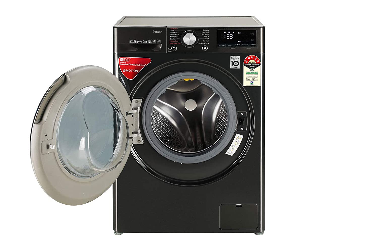 LG 9 KG Fully Automatic Front Load Washing Machine(FHV1409ZWB,Black Steel)
