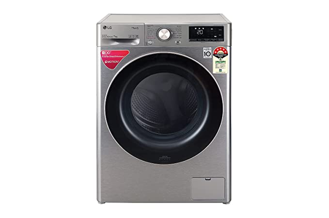 LG 7 kg 5 Star Inverter Wi-Fi Fully-Automatic Front Loading Washing Machine (FHV1207BWP, Platinum Silver, Washer with Steam)