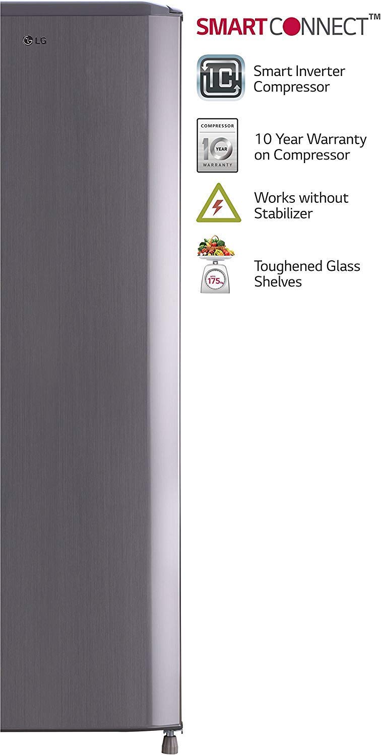 LG 270 L 3 Star Inverter Direct Cool Single Door Refrigerator GL-B281BPZX, Shiny Steel