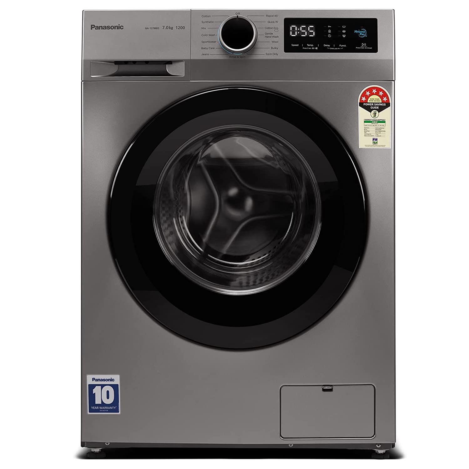 Panasonic NA-127MB3L01 7 KG Fully Automatic Front Load Washing Machines, Silver