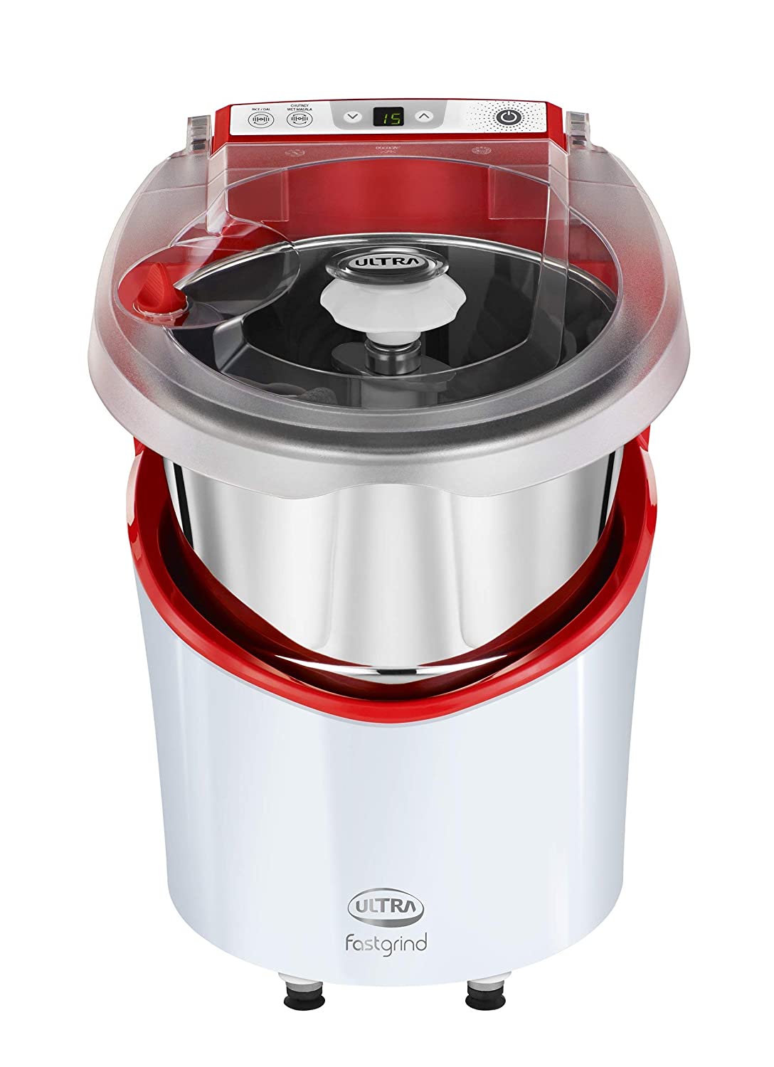Ultra Elgi Fastgrind 2L Wet Grinder with Digital Timer (Fortune White with Red Top Cover)