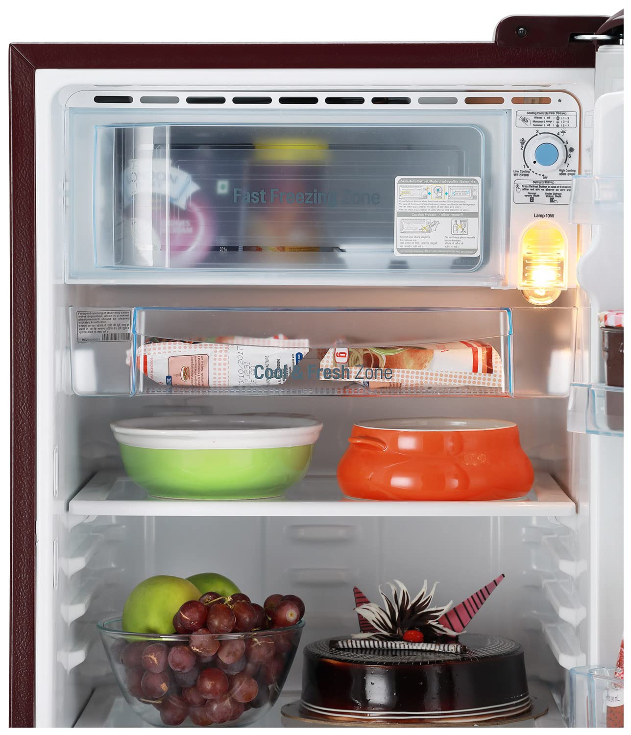 LG 190L 5 Star Inverter Direct-Cool Single Door Refrigerator (GL-D201ASEZ, Scarlet Euphoria, Base stand with drawer), Red