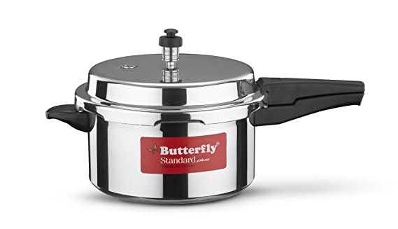 Butterfly Standard Plus Induction Base Aluminium Outer Lid Pressure Cooker, 5 Litre