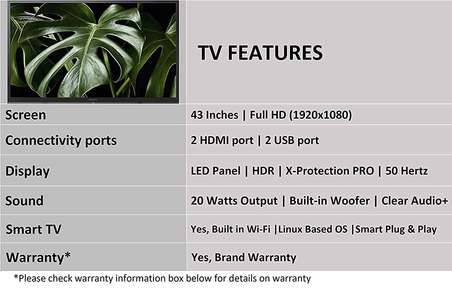 Sony Bravia 108 cm (43 inches) Full HD LED Smart TV KLV-43W672G