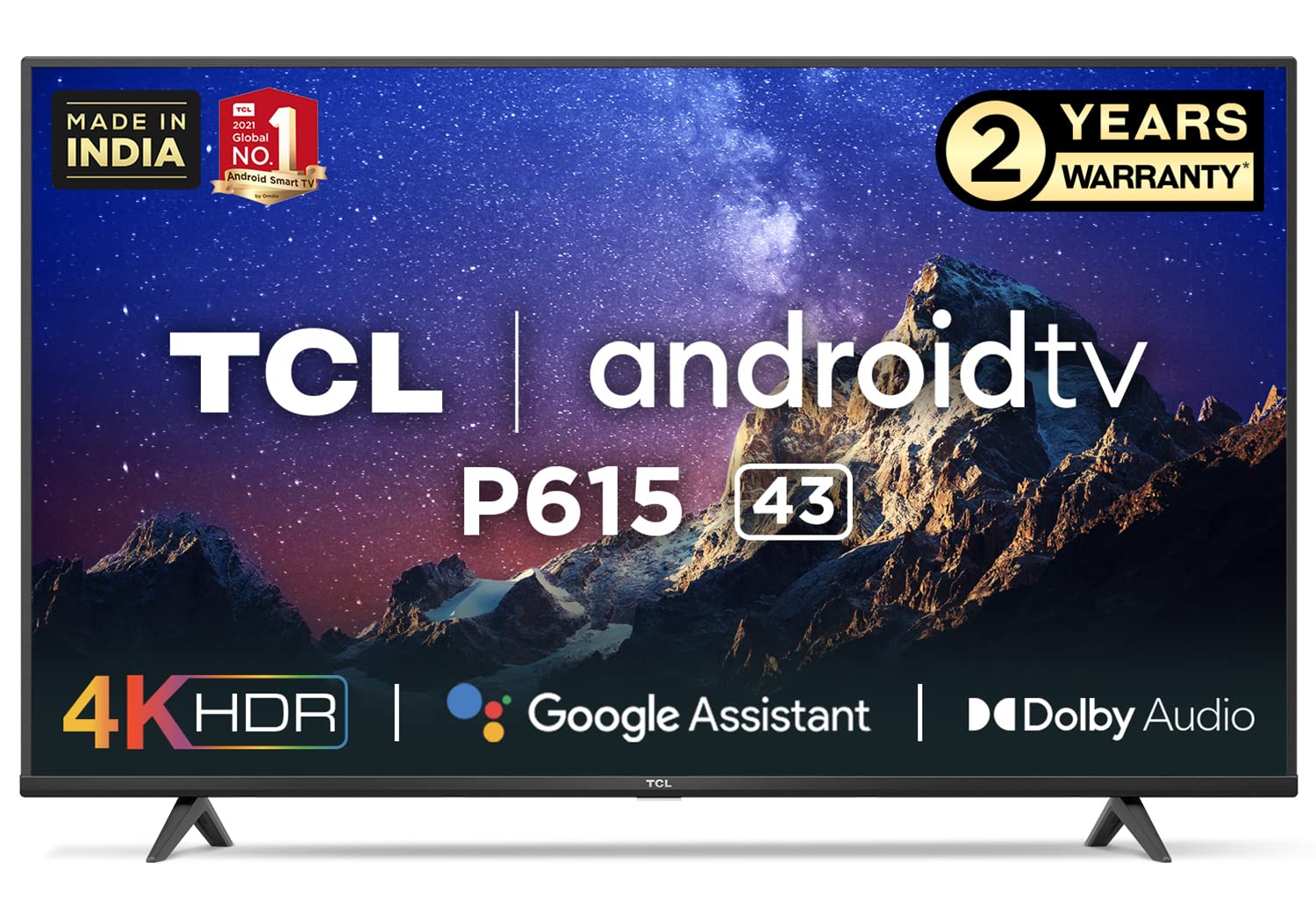 TCL 108 cm (43 inches) 4K Ultra HD Certified Android Smart LED TV 43P615