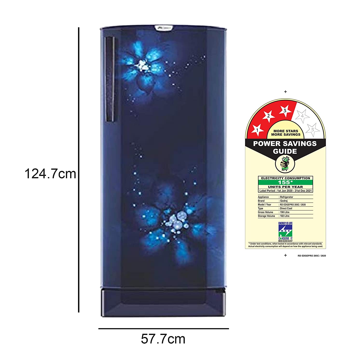 Godrej 190 L 3 Star Direct-Cool Single Door Refrigerator (RD EDGEPRO 205C 33 TAF ZN BL , Zen Blue)