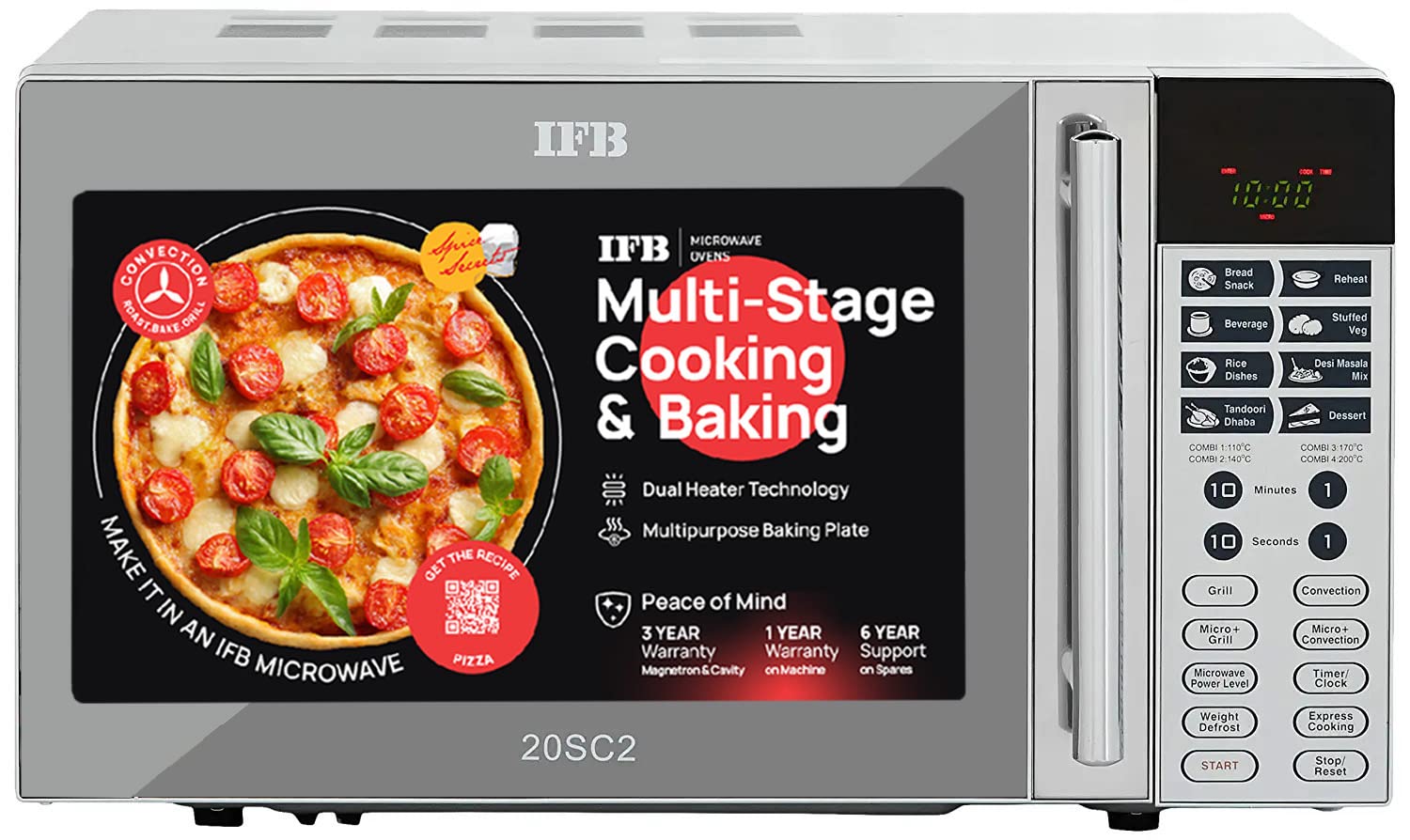 IFB 20 L Convection Microwave Oven (20SC2, Metallic Silver, With Starter Kit), STANDARD