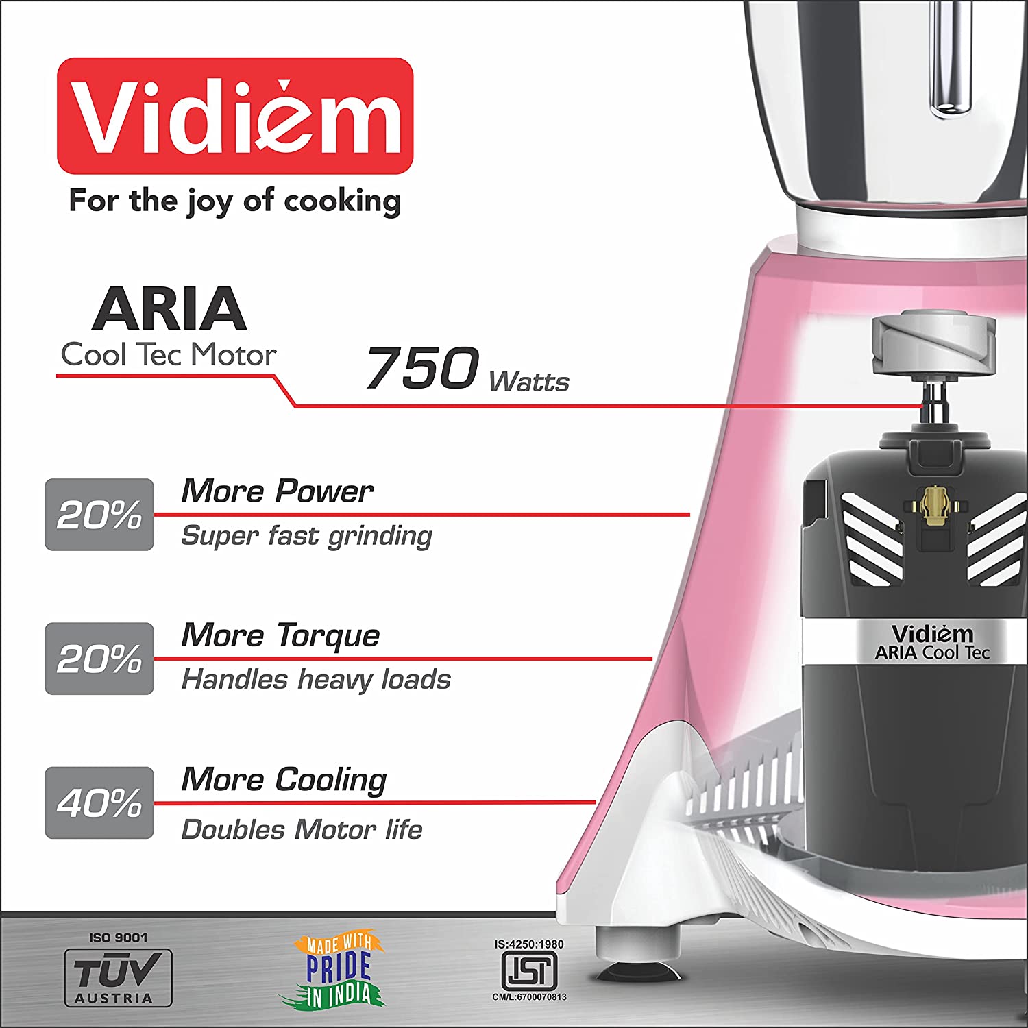 Vidiem MG 584 A IVY Plus 750 Watts Mixer Grinder with 4 Jars