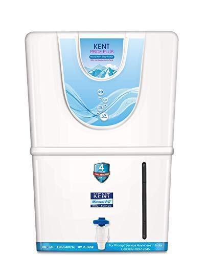 KENT Pride Plus RO+UF Water Purifier | Patented Mineral RO Technology | RO + UF + TDS Control + UV In-tank | 15 LPH Output | 8L Storage |