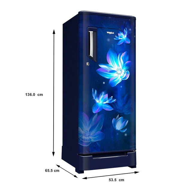 72000 --whirlpool Icemagic Powercool 200L Single Door Refrigerator ( No.1 In Icemaking, 3 Star, Sapphire Flower Rain , 10 Years Warranty )