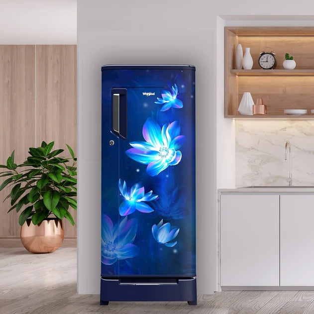 72000 --whirlpool Icemagic Powercool 200L Single Door Refrigerator ( No.1 In Icemaking, 3 Star, Sapphire Flower Rain , 10 Years Warranty )