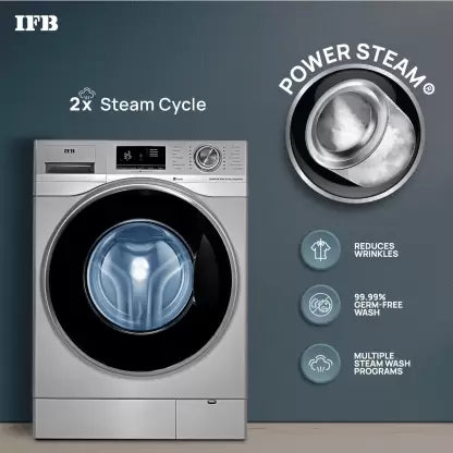IFB 8 kg 5 Star 2X Power Dual Steam,Hard Water Wash Fully Automatic Front Load Grey  (senator WSS steam)